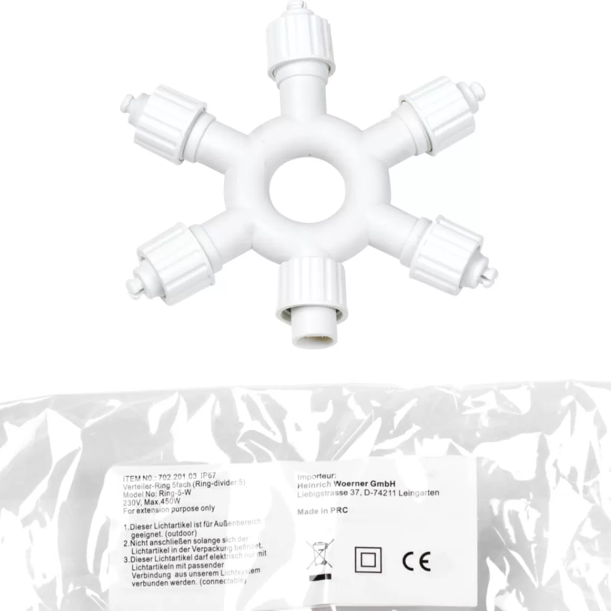 DecoWoerner Anneau De Distribution 5x Pour LED Profi System Blanc