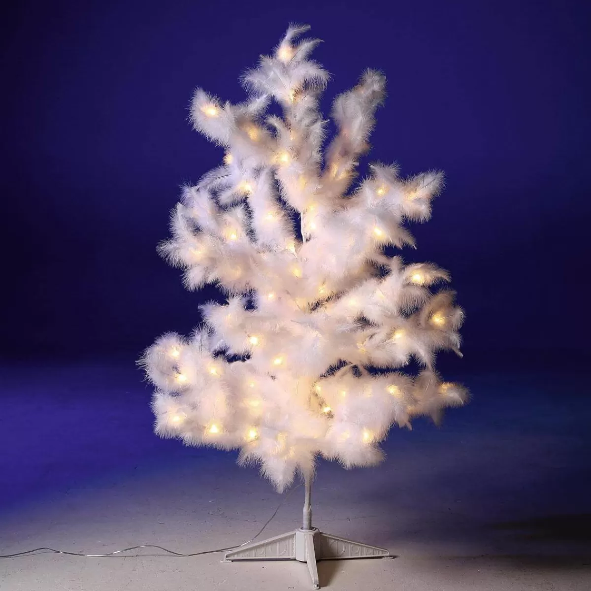 DecoWoerner Arbre Déco à Plumes, LED Chaudes, 120 Cm