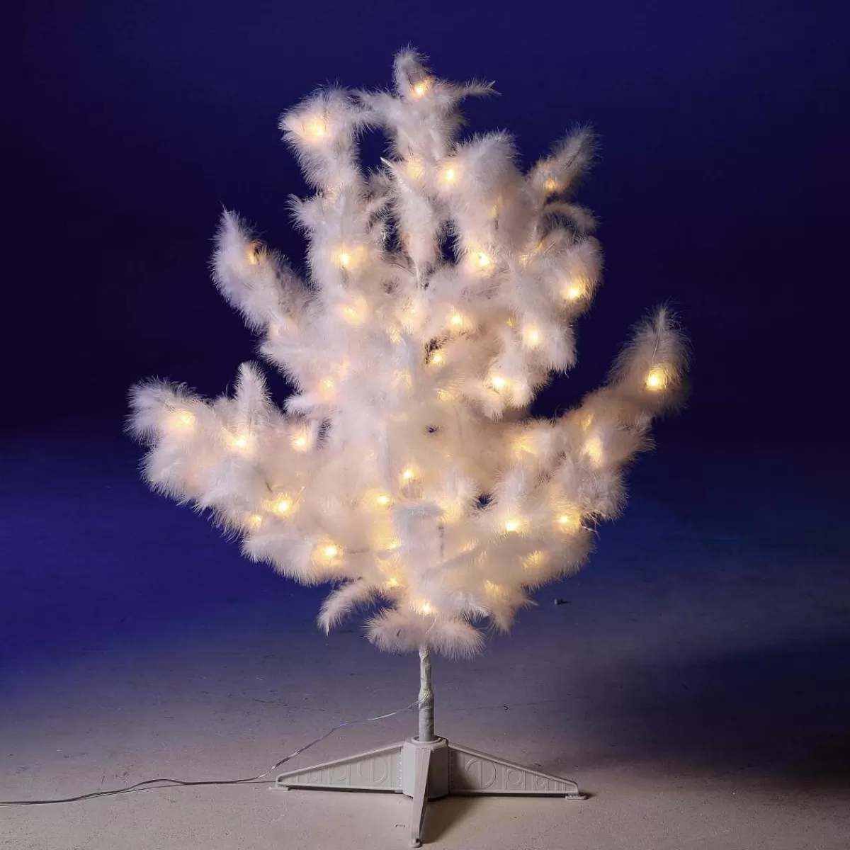 DecoWoerner Arbre Déco à Plumes, LED Chaudes, 90 Cm