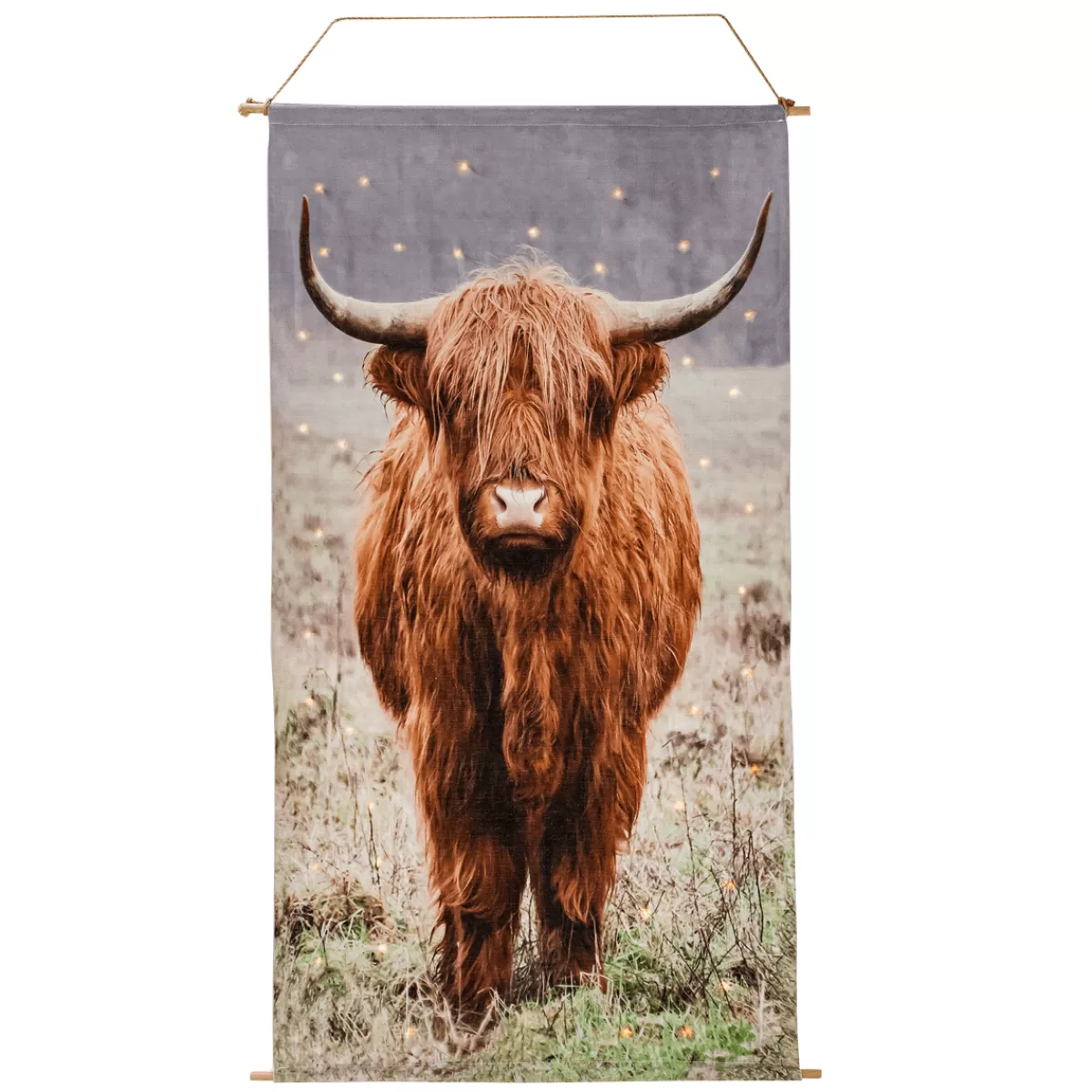 DecoWoerner Bannière En Textile Vache Au Pâturage Avec LED 60 X 110 Cm
