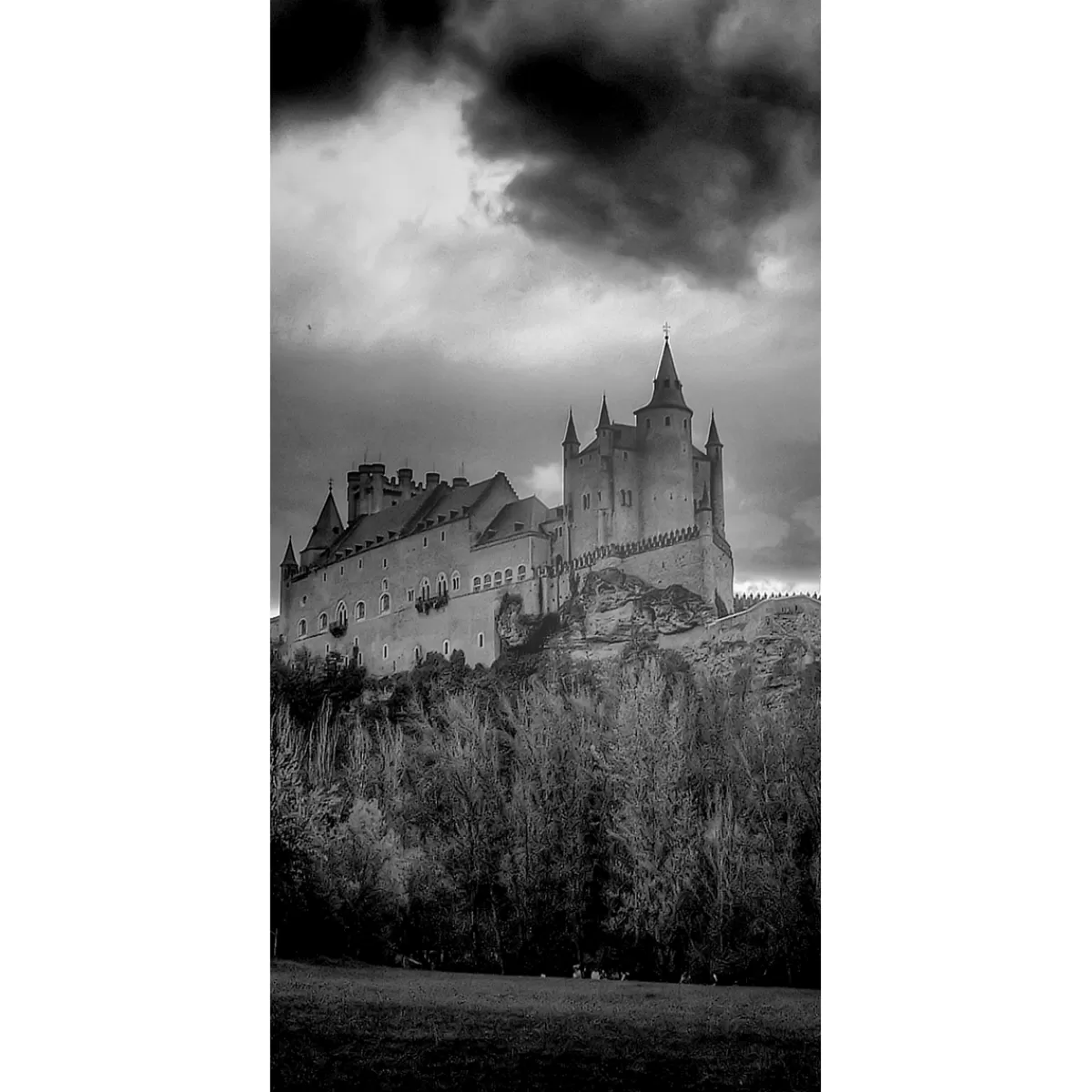 DecoWoerner Bannière En Tissu Ignifugé "Château En Et Blanc" En Tissu Pour Drapeau 100 X 200 Cm