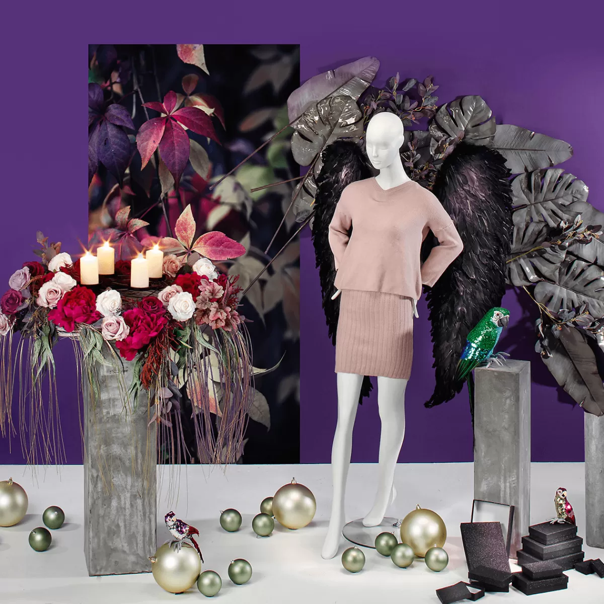 DecoWoerner Bannière En Tissu Ignifugé "feuilles De Vigne s" En Tissu Pour Drapeau 100 X 200 Cm