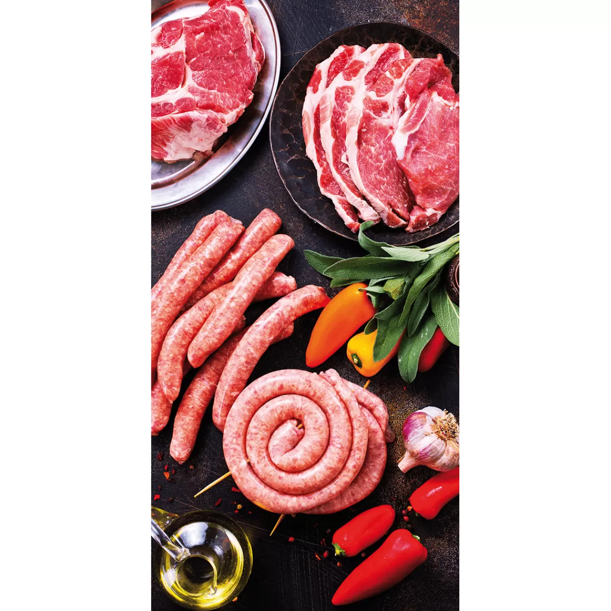 DecoWoerner Bannière En Tissu Ignifugé "Fleisch & Würstchen" En Tissu Pour Drapeau 100 X 200 Cm