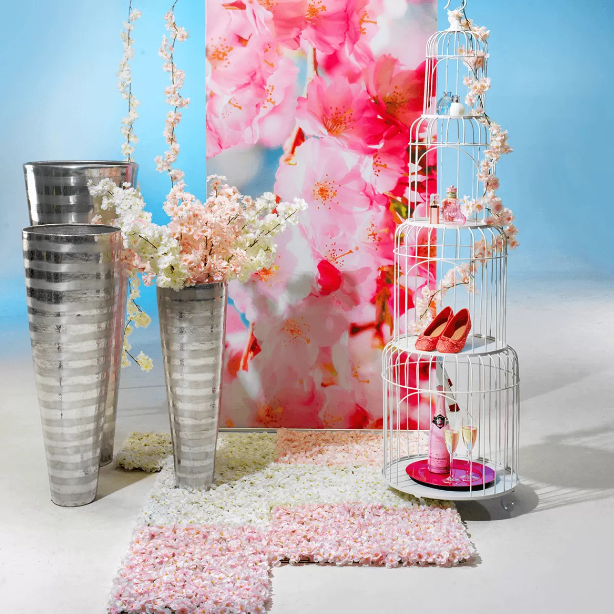 DecoWoerner Bannière En Tissu Ignifugé "fleurs De Cerisier s" En Tissu Drapeau 100 X 200 Cm