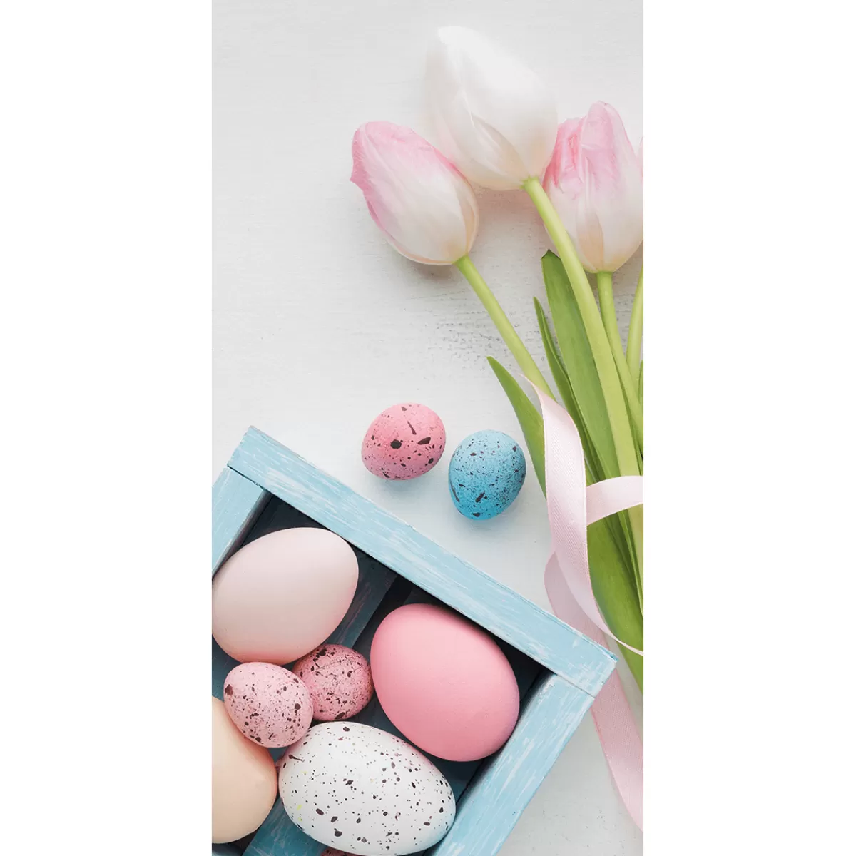 DecoWoerner Bannière En Tissu Ignifugé "tulipes s Et œufs De Pâques" En Tissu Pour Drapeau 100 X 200 Cm