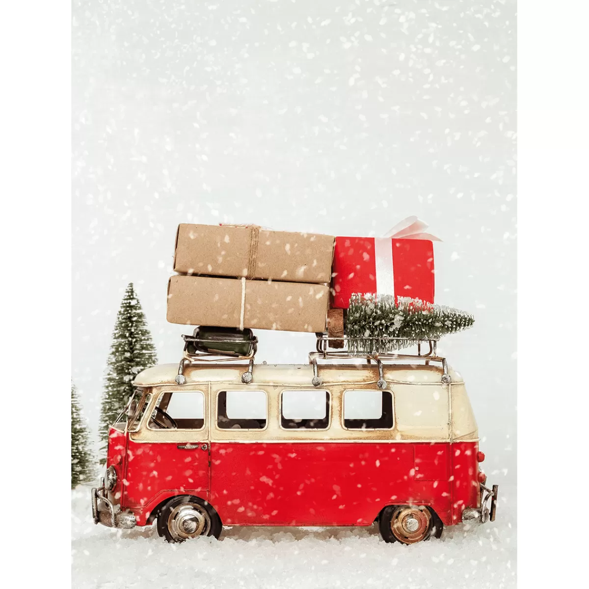 DecoWoerner Bannière En Tissu XL "Bus De Noël Bulli" En Tissu Drapeau Ignifugé 150 X 200 Cm