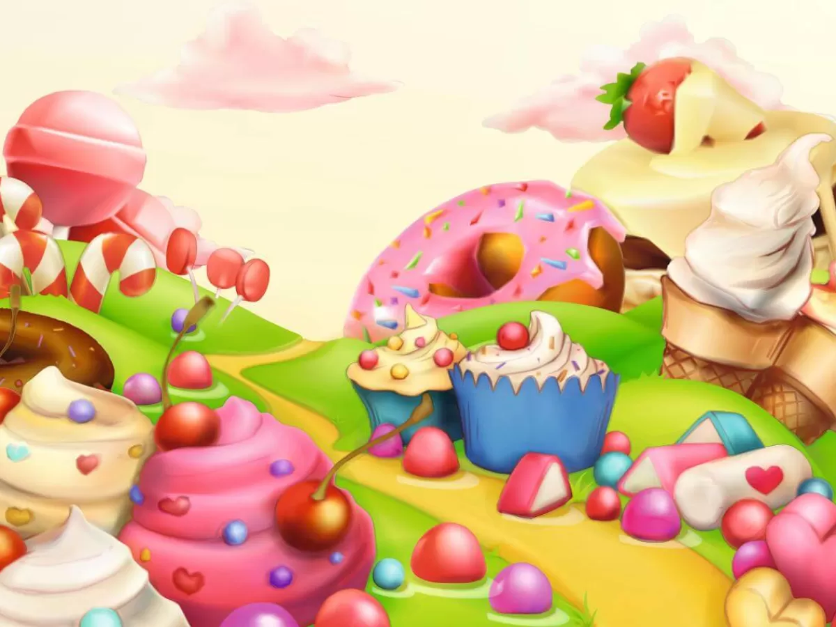 DecoWoerner Bannière XXL "Le Pays Des Bonbons" En Bâche De Camion Difficilement Inflammable 250 X 330 Cm