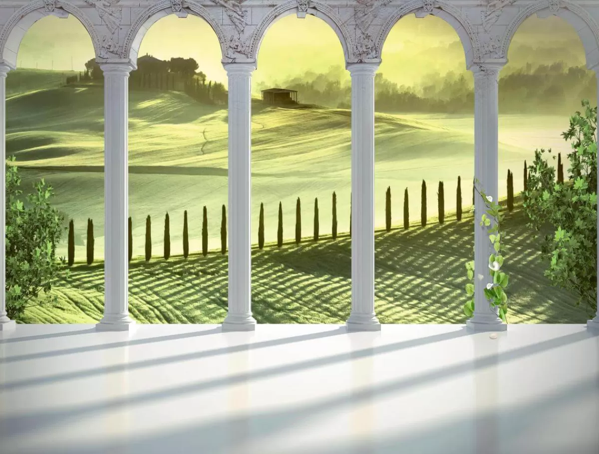 DecoWoerner Bannière XXL "Paysage De Toscane" En Bâche De Camion Ignifugée 250 X 330 Cm