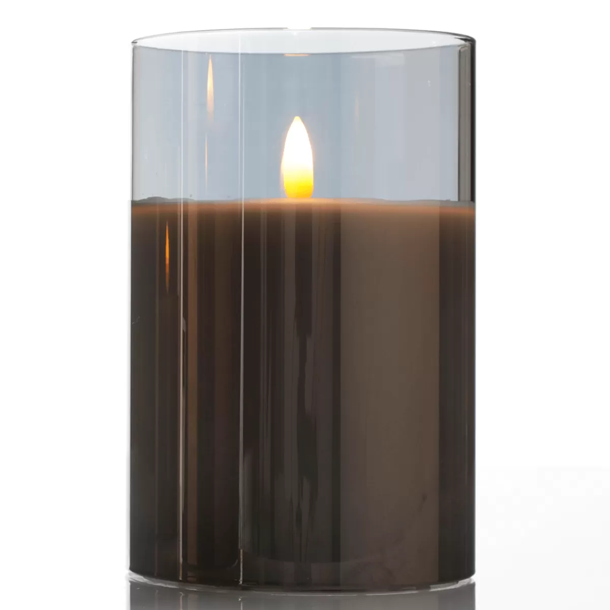 DecoWoerner Bougie De Cire LED En Verre Fumé 10 X 15 Cm
