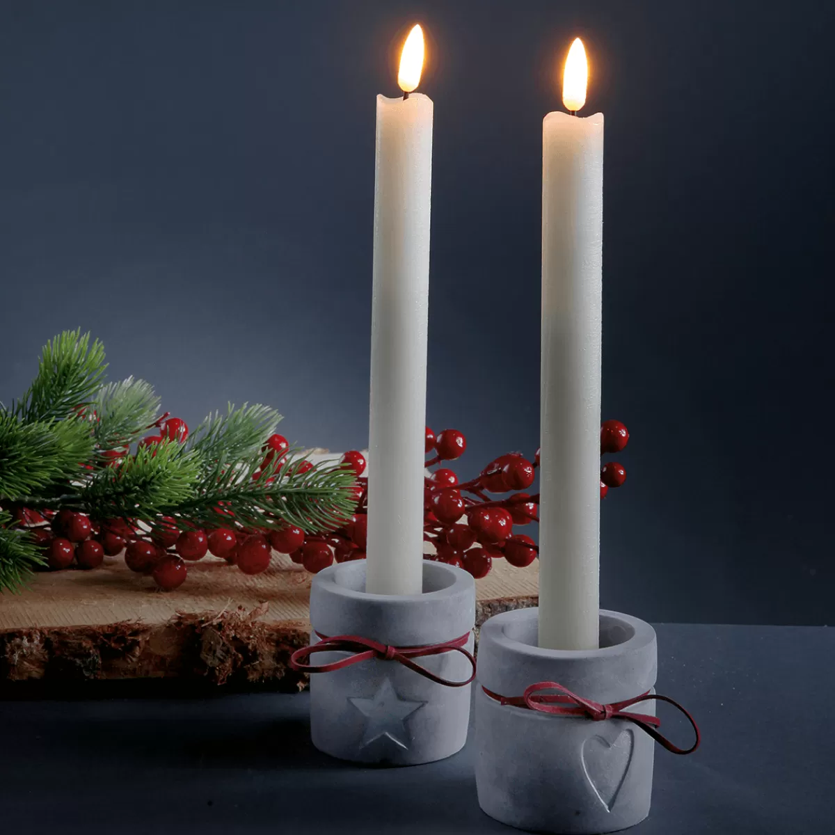 DecoWoerner Bougies Pilier En Cire LED 24 Cm, Lot De 2