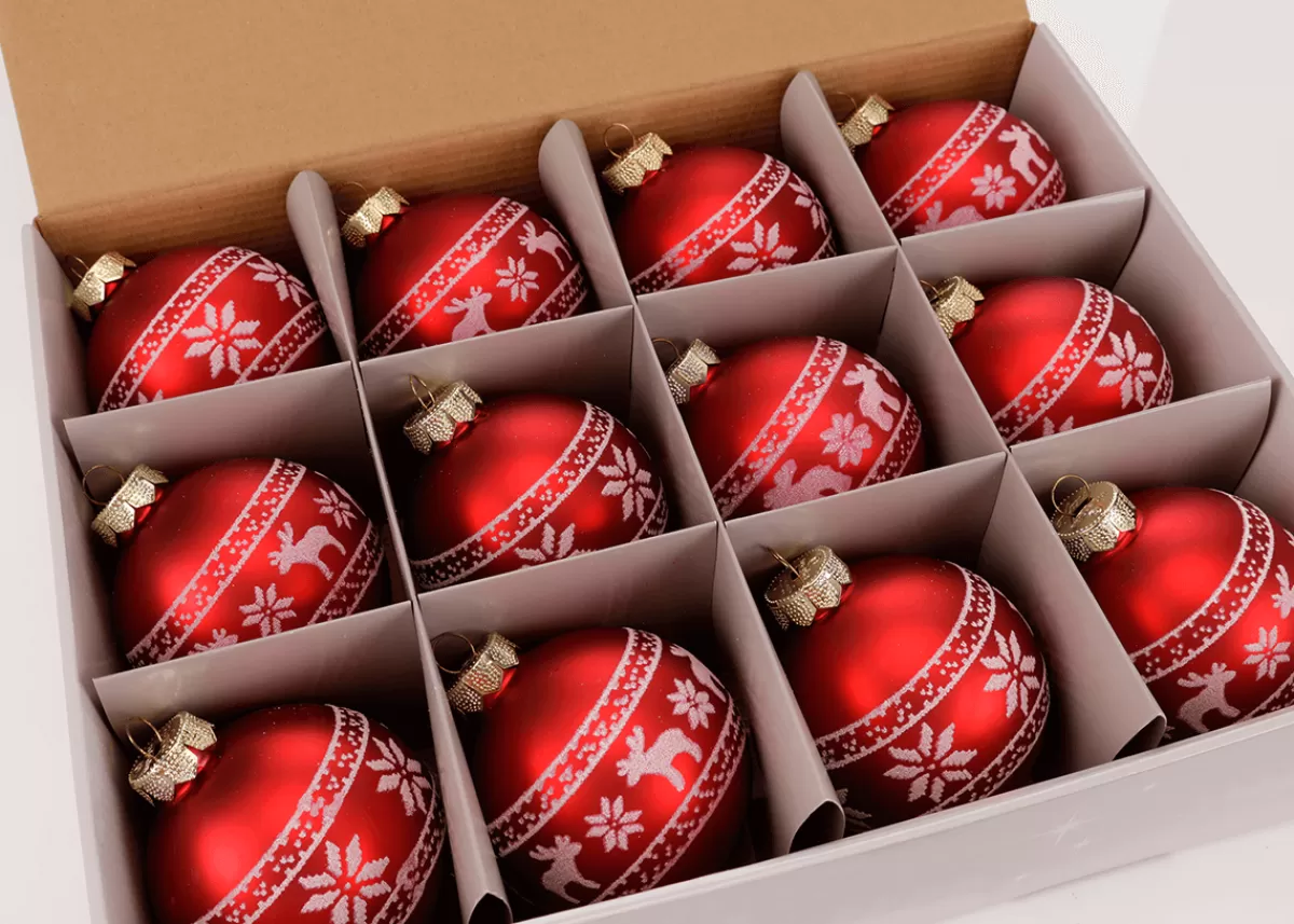 DecoWoerner Boule De Noël En Verre "Nordic" 8 Cm, 12 Pces