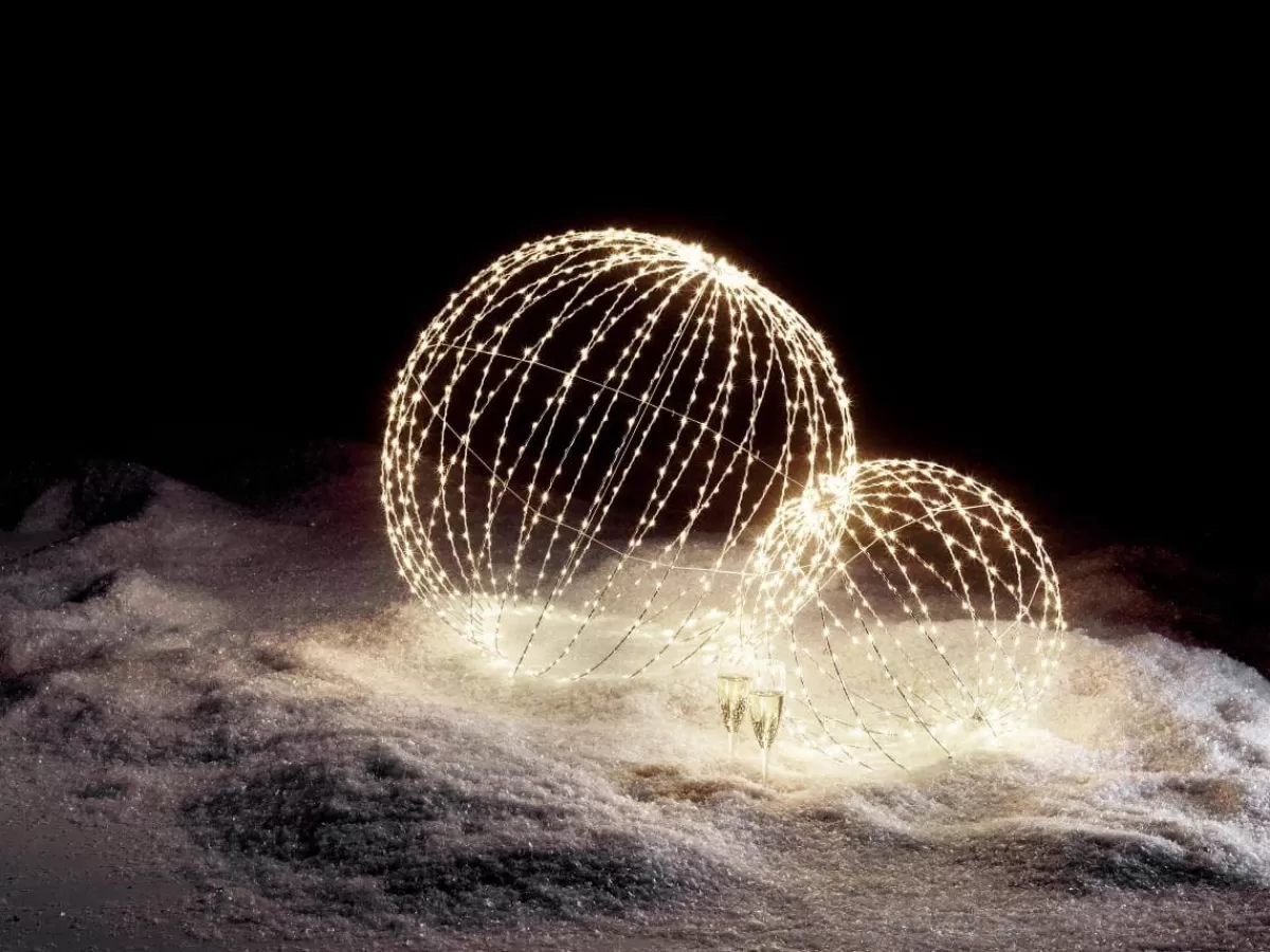 DecoWoerner Boule Lumineuse à LED Pour L'ext., LED Chaude - Blanc, Ø 80 Cm