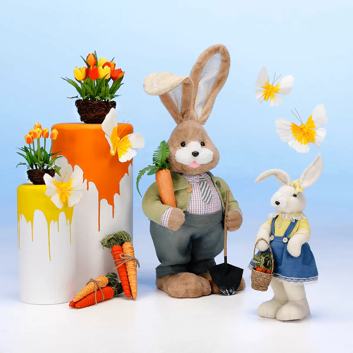 DecoWoerner Bouquet De Carottes En Papier 3 Pièces 29 Cm De Haut