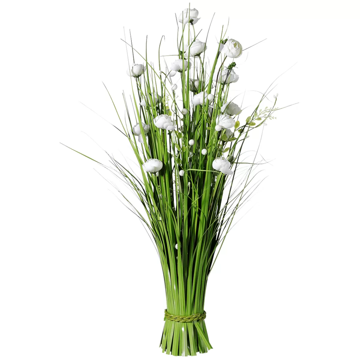 DecoWoerner Bouquet De Gaz Artificiel Avec Fleurs Blanches 70 Cm