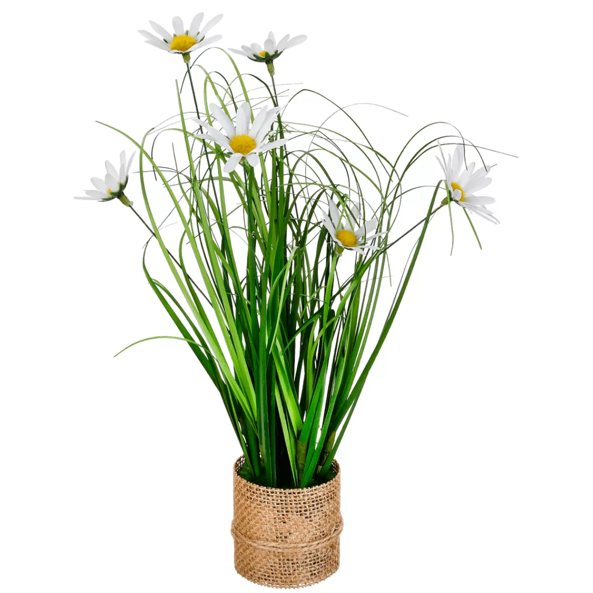 DecoWoerner Bouquet De Marguerites Artificielles En Pot 33 Cm