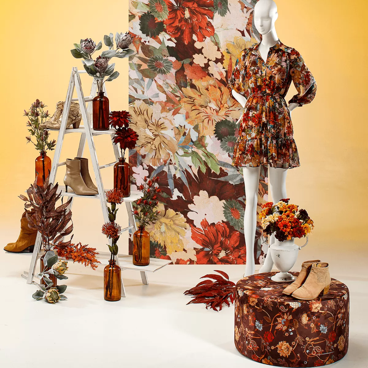 DecoWoerner Branche Décorative D'automne Taupe, 85 Cm De Long