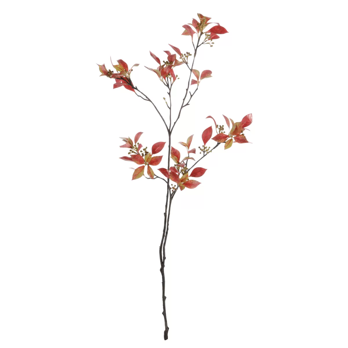 DecoWoerner Branche Feuillue Automnale Avec Baies 114 Cm Brun