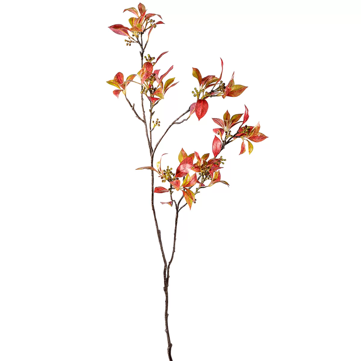 DecoWoerner Branche Feuillue Automnale Avec Baies 114 Cm Brun