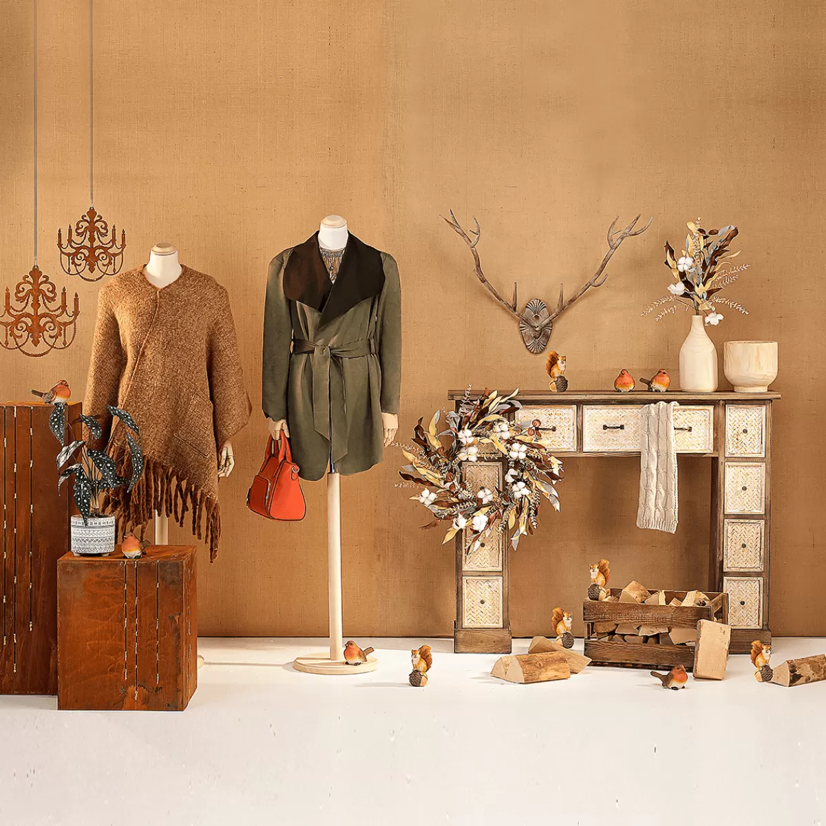 DecoWoerner Buste De Tailleur Femme, Buste 72 Cm, écru/chêne Clair