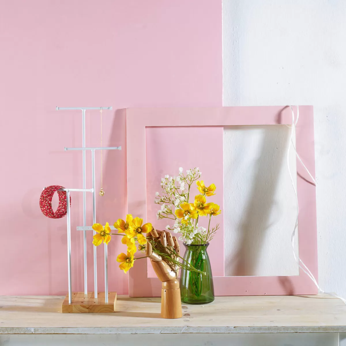 cadre_dcoratif_avec_panneau_50_x_50_cm_rosejaune_pastel_4.webp DecoWoerner Cadre Décoratif Avec Panneau 50 X 50 Cm /jaune Pastel