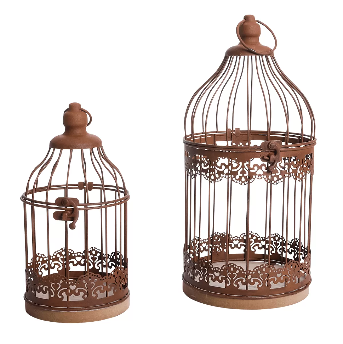 DecoWoerner Cages D'oiseaux Décoratives Aspect Rouille 11 X 24 Cm & 14,50 X 35 Cm