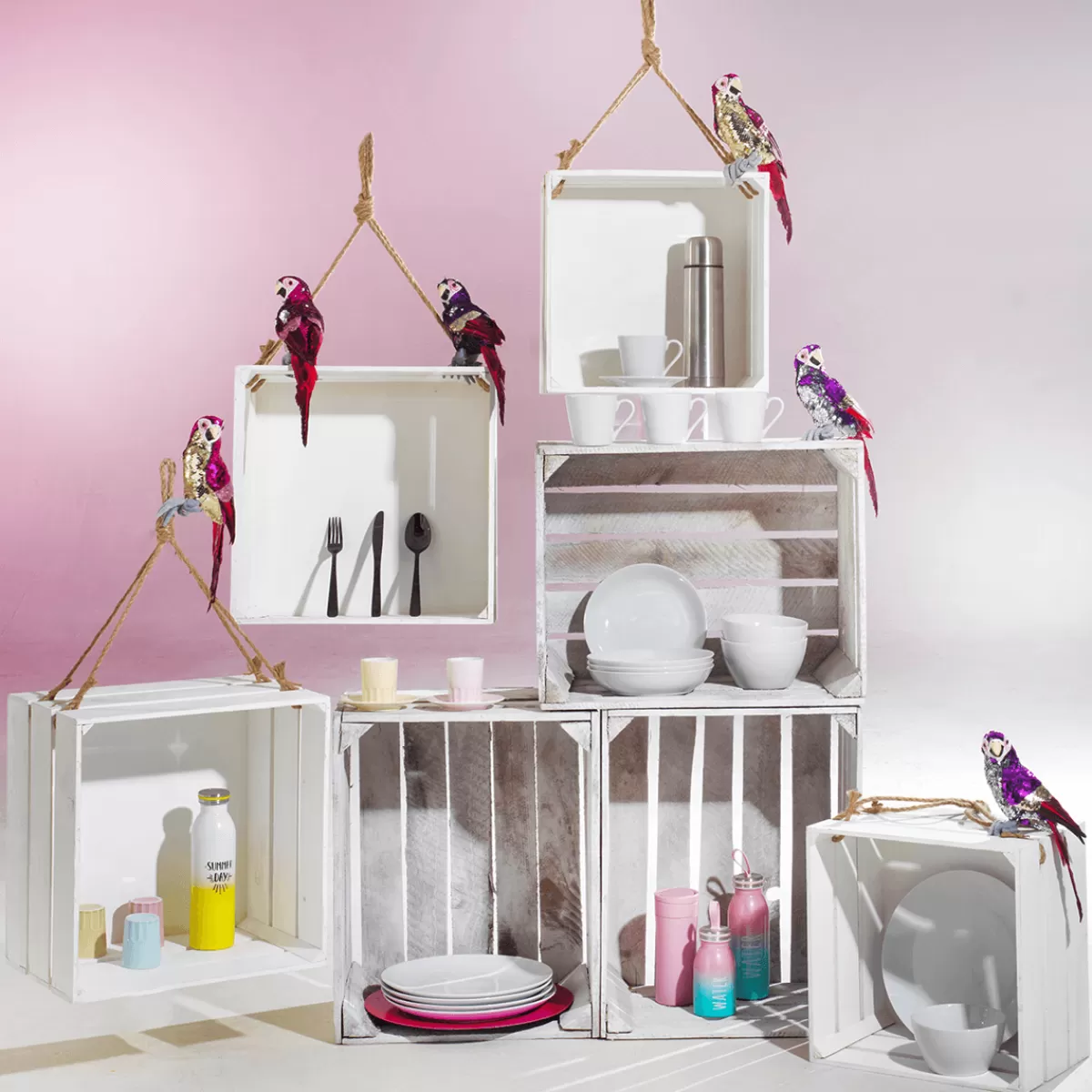 DecoWoerner Caisse En Bois Vintage Long. 50 Cm