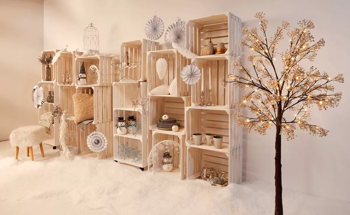 DecoWoerner Caisse En Bois Vintage Long. 50 Cm