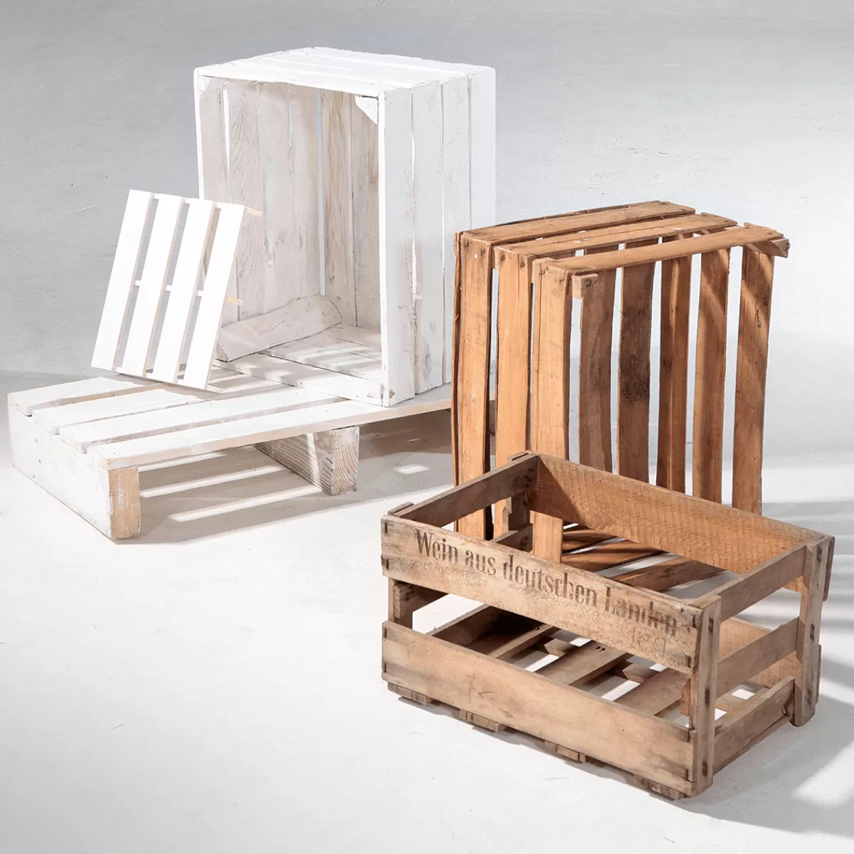 DecoWoerner Caisse En Bois Vintage Long. 50 Cm