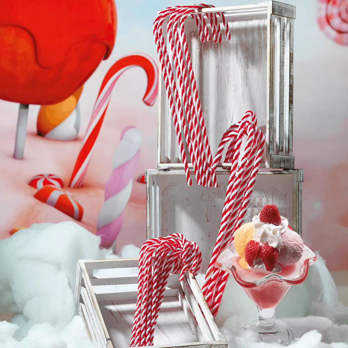 DecoWoerner Cannes En Sucre XXL Aliment Factice 5 Pces 40 Cm