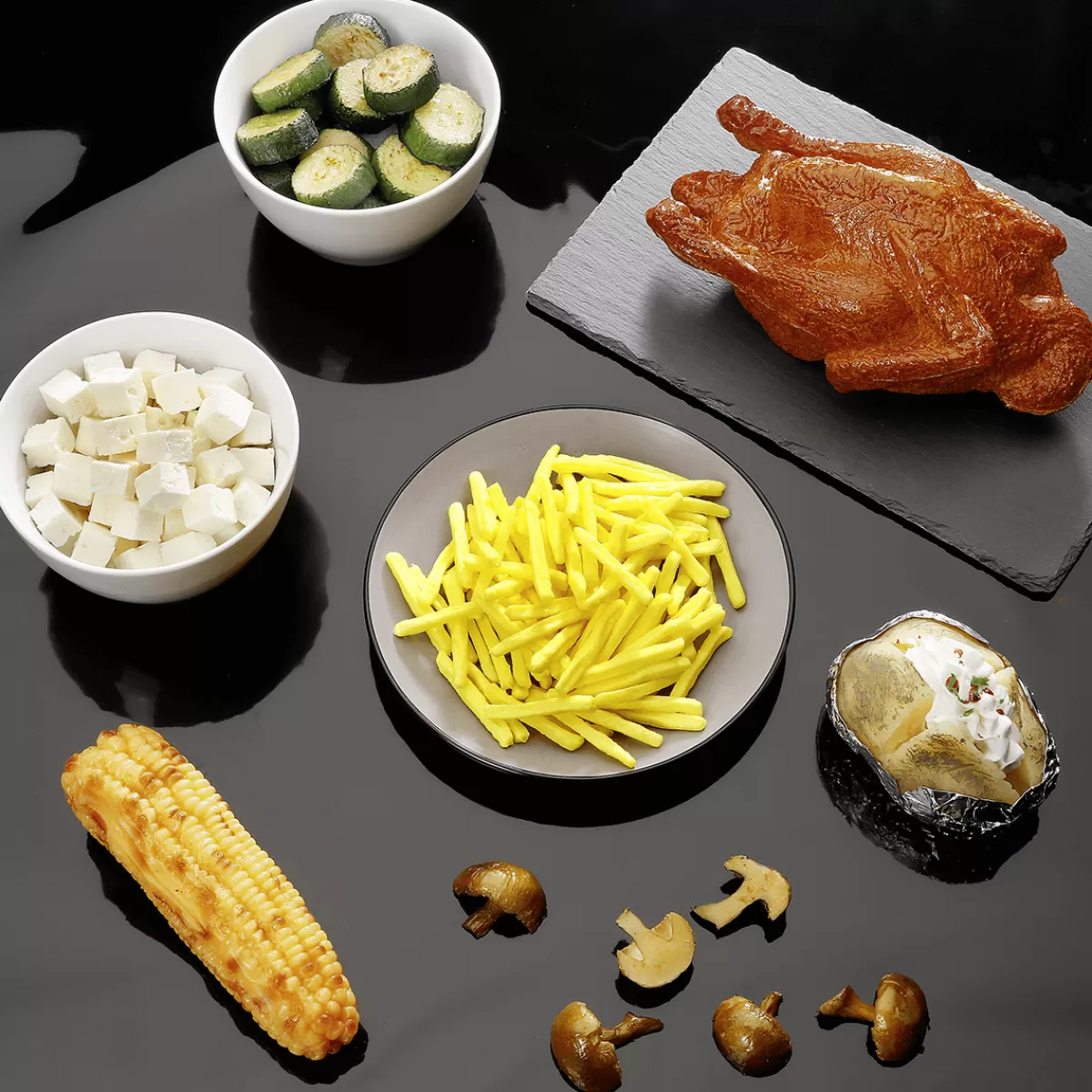 DecoWoerner Champignons Grillés Coupés En Deux 3 Pièces Aliments Factices 5 Cm