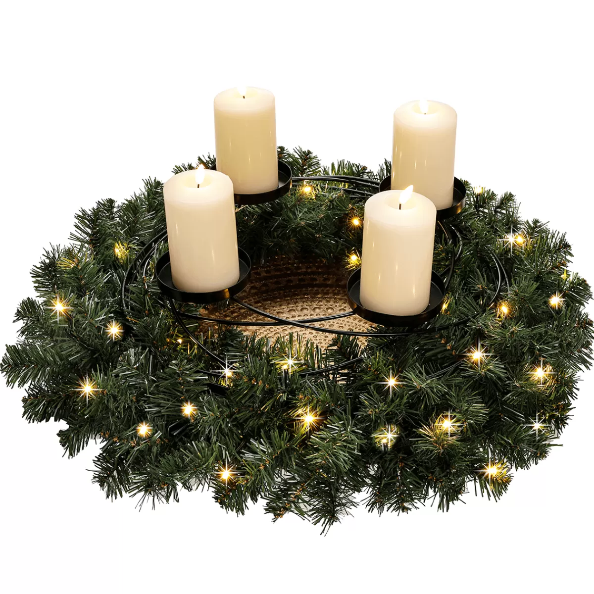 DecoWoerner Coupe Décorative En Bois Laqué Or Ø 49 Cm Avec Décorations