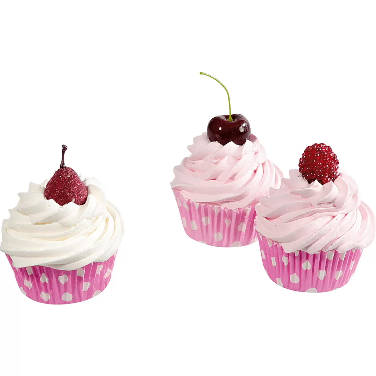 DecoWoerner Cupcakes Faux Aliments 3 Pièces, 7 Cm