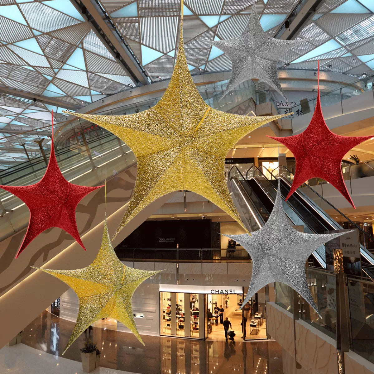 DecoWoerner Déco étoile Pliante Glitter Avec Fermeture éclair, 40 Cm