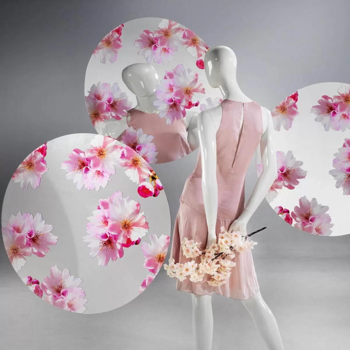 DecoWoerner Décor Miroir Fleurs De Cerisier Ø 80 Cm