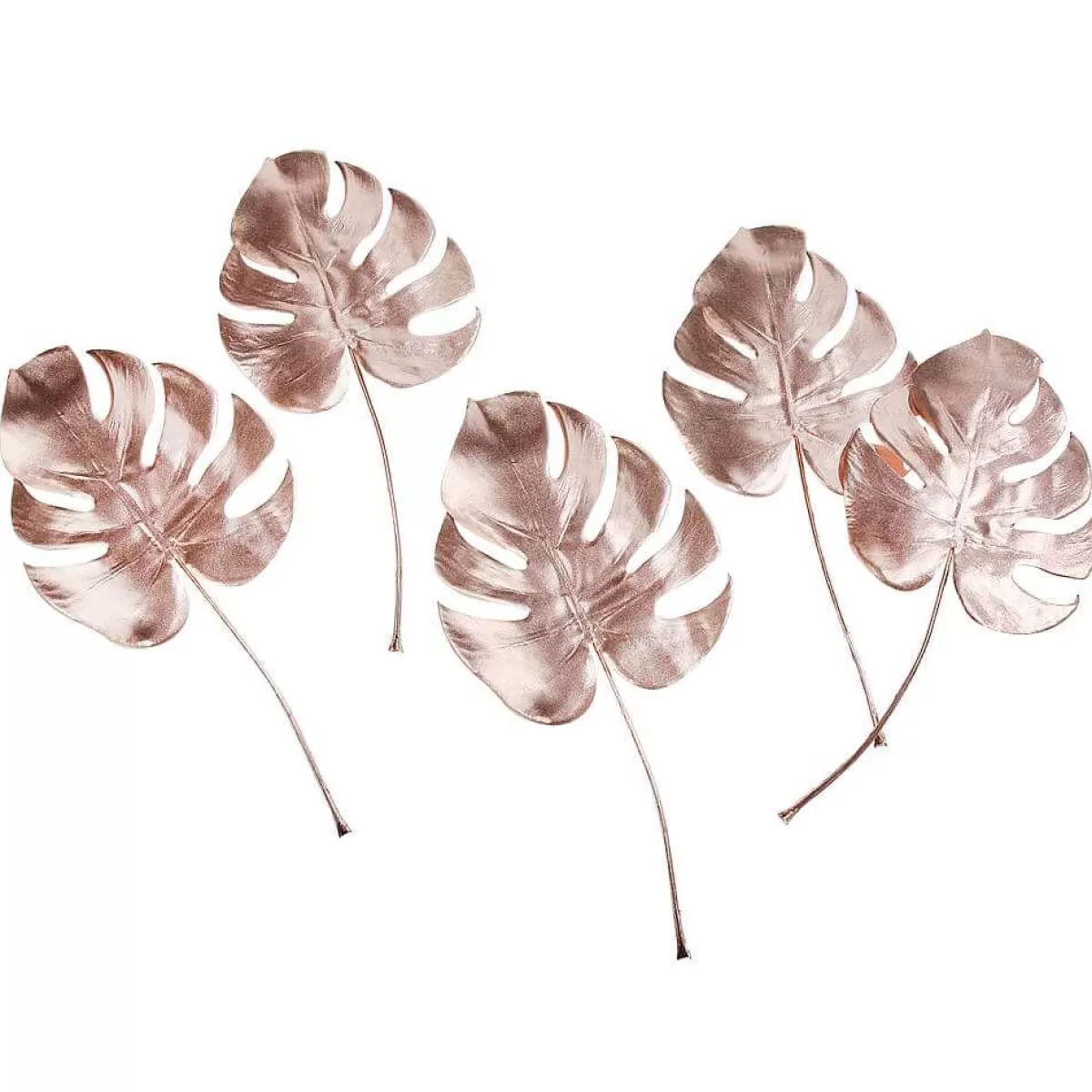 DecoWoerner Feuilles De Monstera Artificielle Rosé 37 Cm 5 Pces