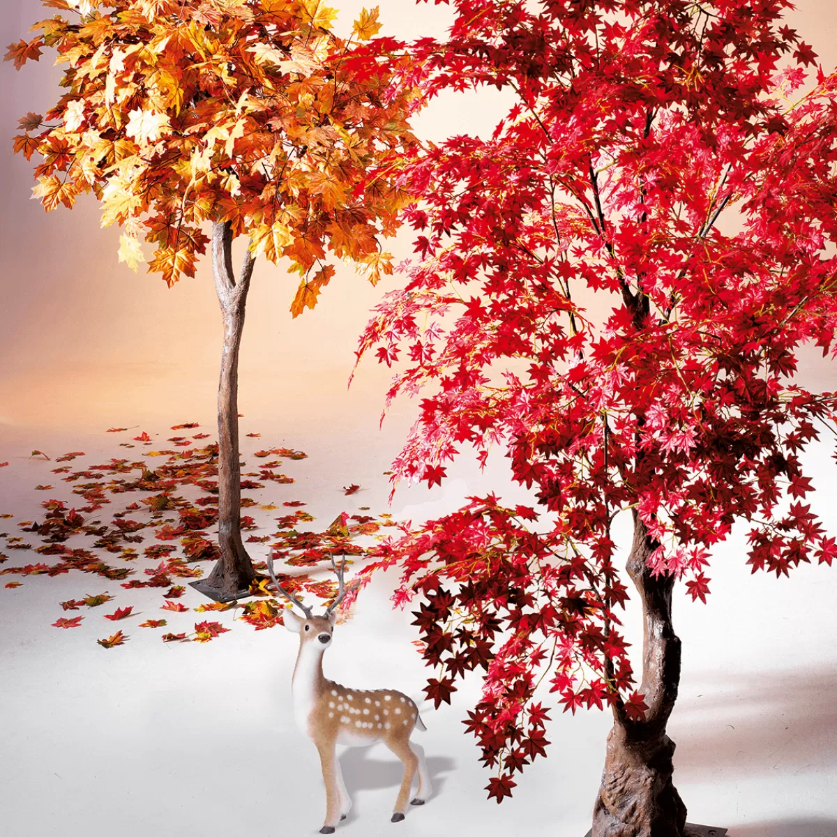 DecoWoerner Figurine Décorative Cerf Animal Avec Bois 27 X 18 X 56 Cm