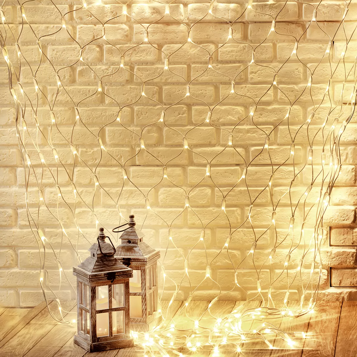 DecoWoerner Filet Lumineux Professionnel à LED Système IP67, 300 LED, 200 X 200 Cm, Sans Cable