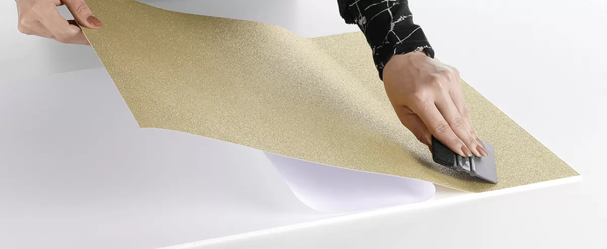 DecoWoerner Film Autocollant Pailleté Couleur Champagne Rouleau De 50 Cm X 5 M