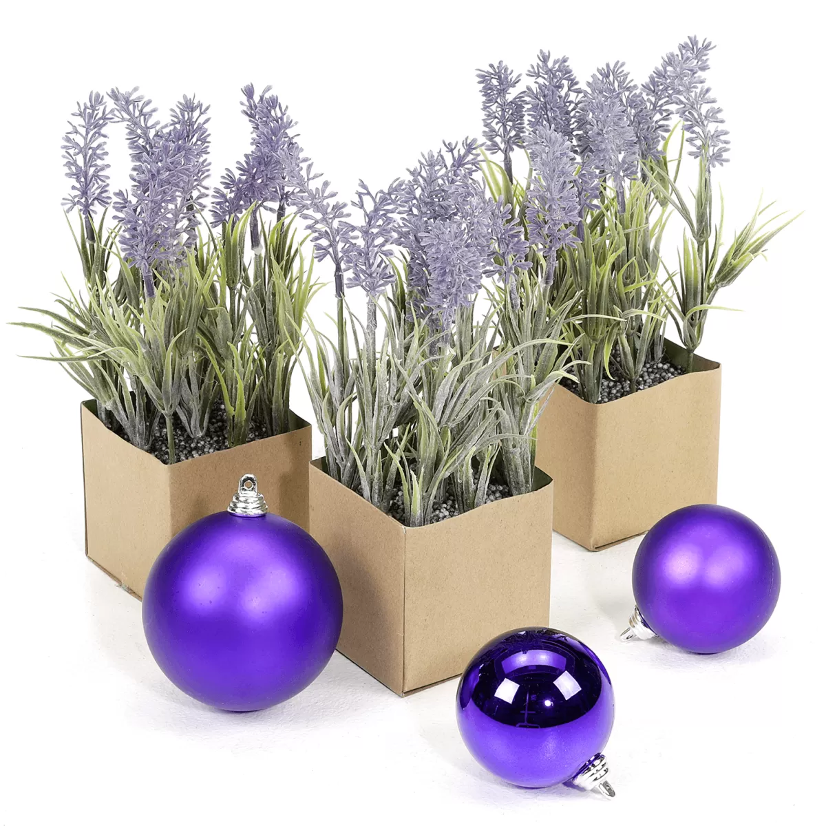 DecoWoerner Fleur Artificielle De Lavande Dans Un Pot En Papier 20 Cm