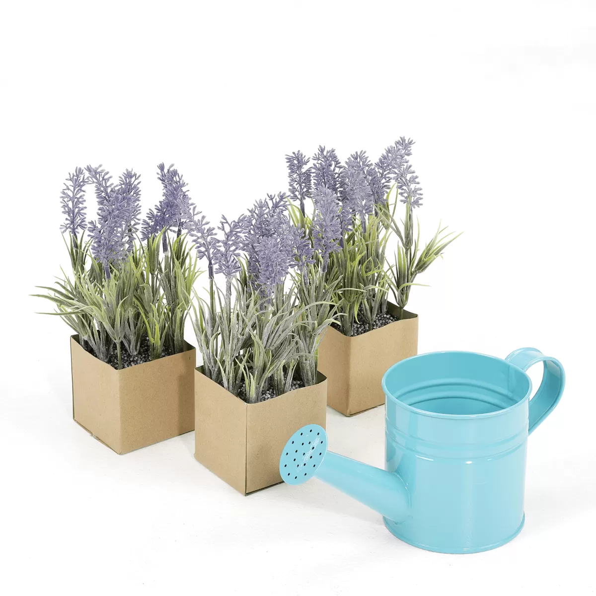 DecoWoerner Fleur Artificielle De Lavande Dans Un Pot En Papier 20 Cm