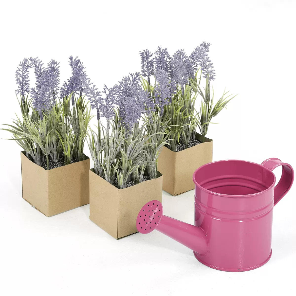 DecoWoerner Fleur Artificielle De Lavande Dans Un Pot En Papier 20 Cm