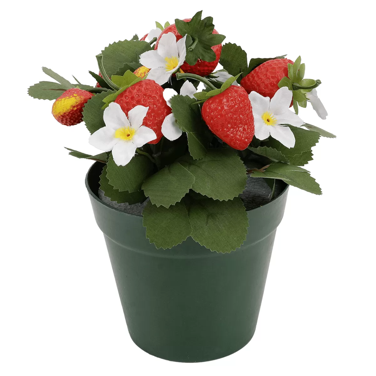 DecoWoerner Fraisier Artificiel En Pot 21 Cm