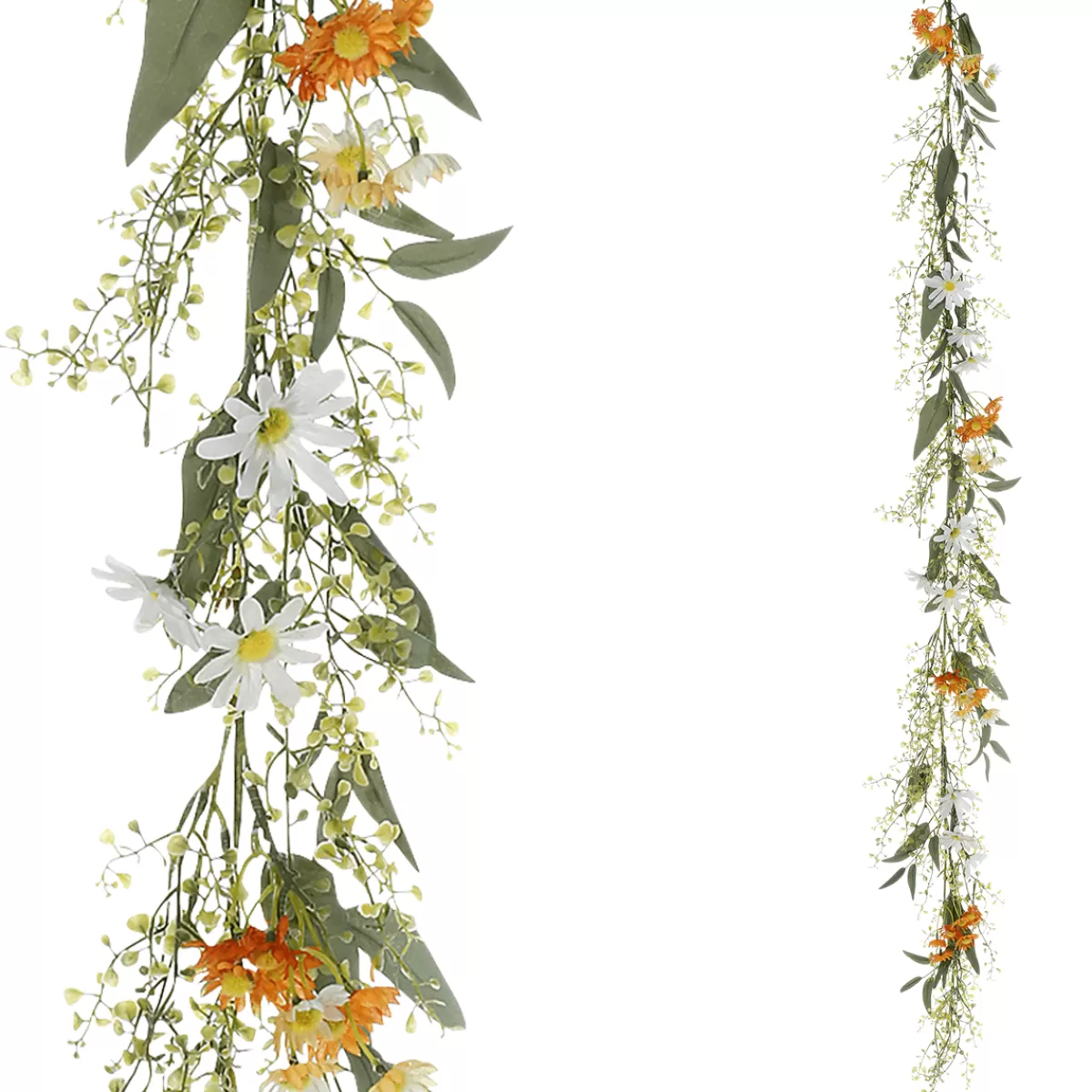 DecoWoerner Guirlande De Fleurs Des Champs Artificielle - Blanc 158 Cm