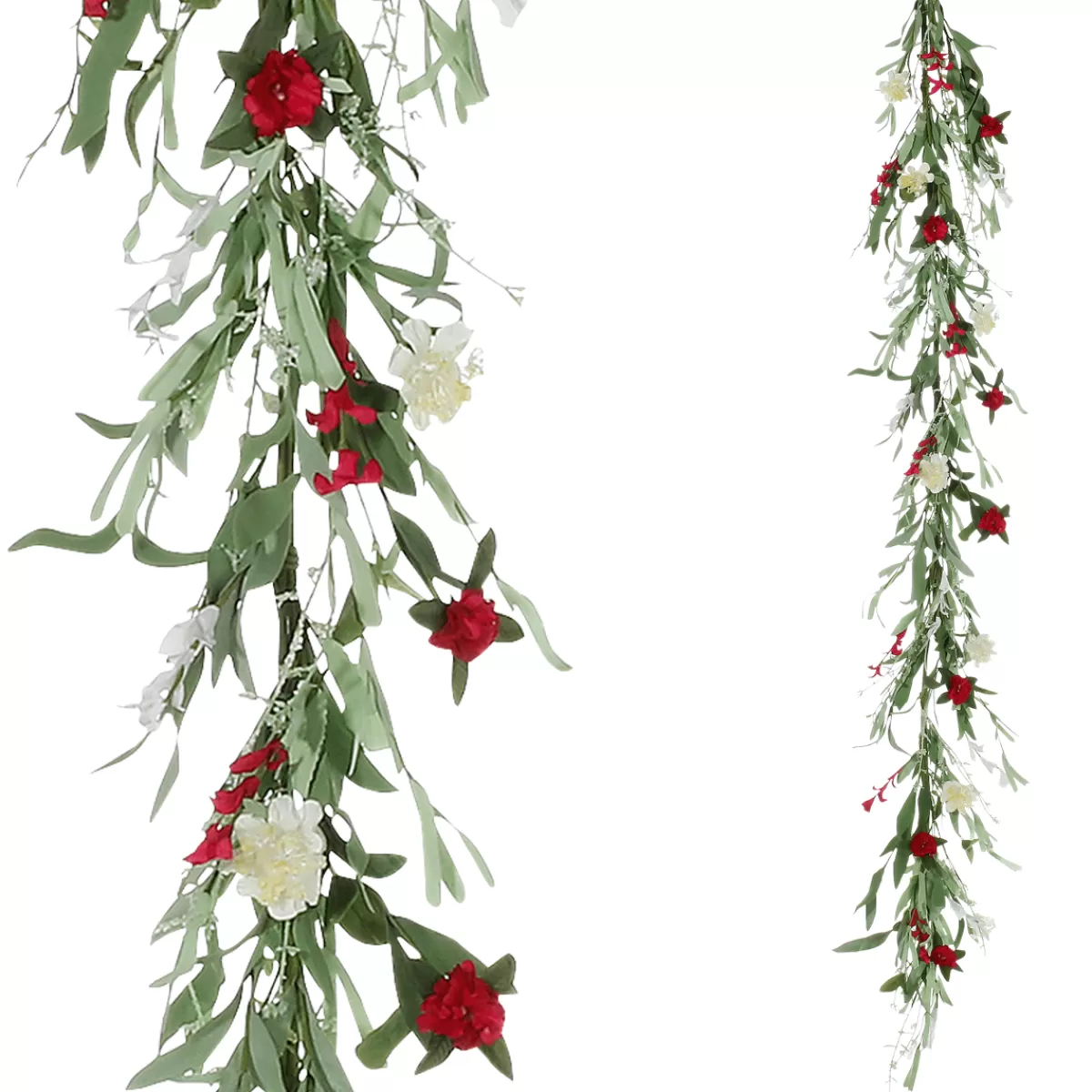 DecoWoerner Guirlande De Fleurs Des Champs Artificielles Rouge Blanc 158 Cm