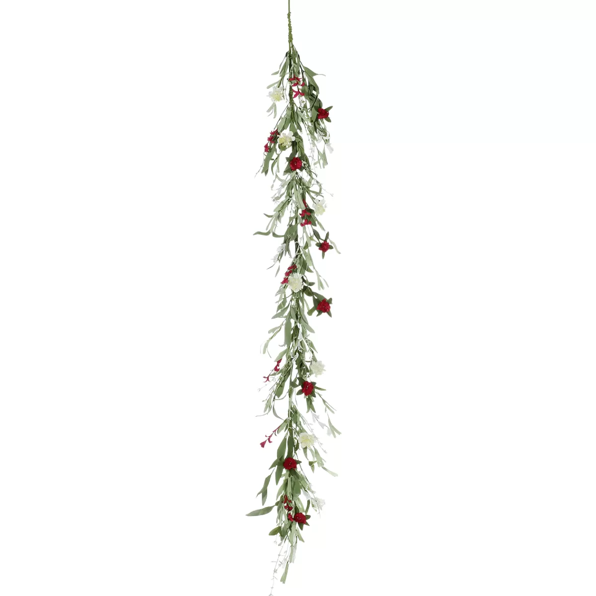 DecoWoerner Guirlande De Fleurs Des Champs Artificielles Rouge Blanc 158 Cm