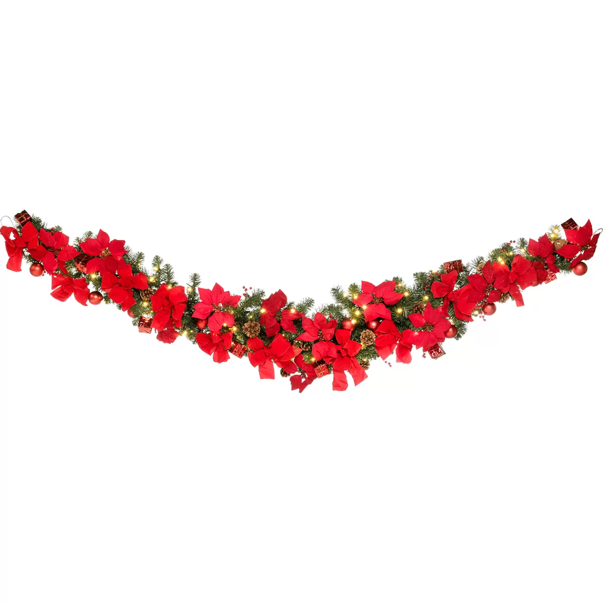 DecoWoerner Guirlande Facon „Poinsettia“, 180 Cm