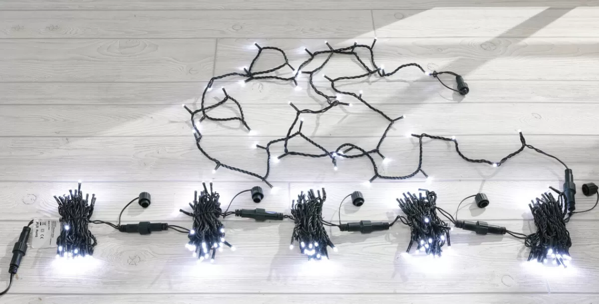 DecoWoerner Guirlande Lumineuse D'embrayage LED Pour L'intérieur, 24 M Sans Câble, Vert, Blanc Froid