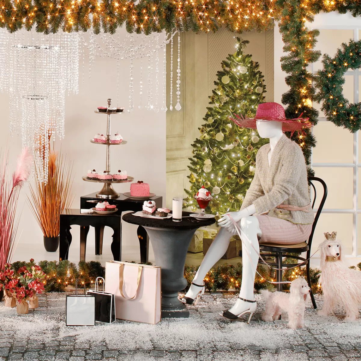 DecoWoerner Herbe De La Pampa Décorative Teintée Dans Un Pot Noir 117 Cm