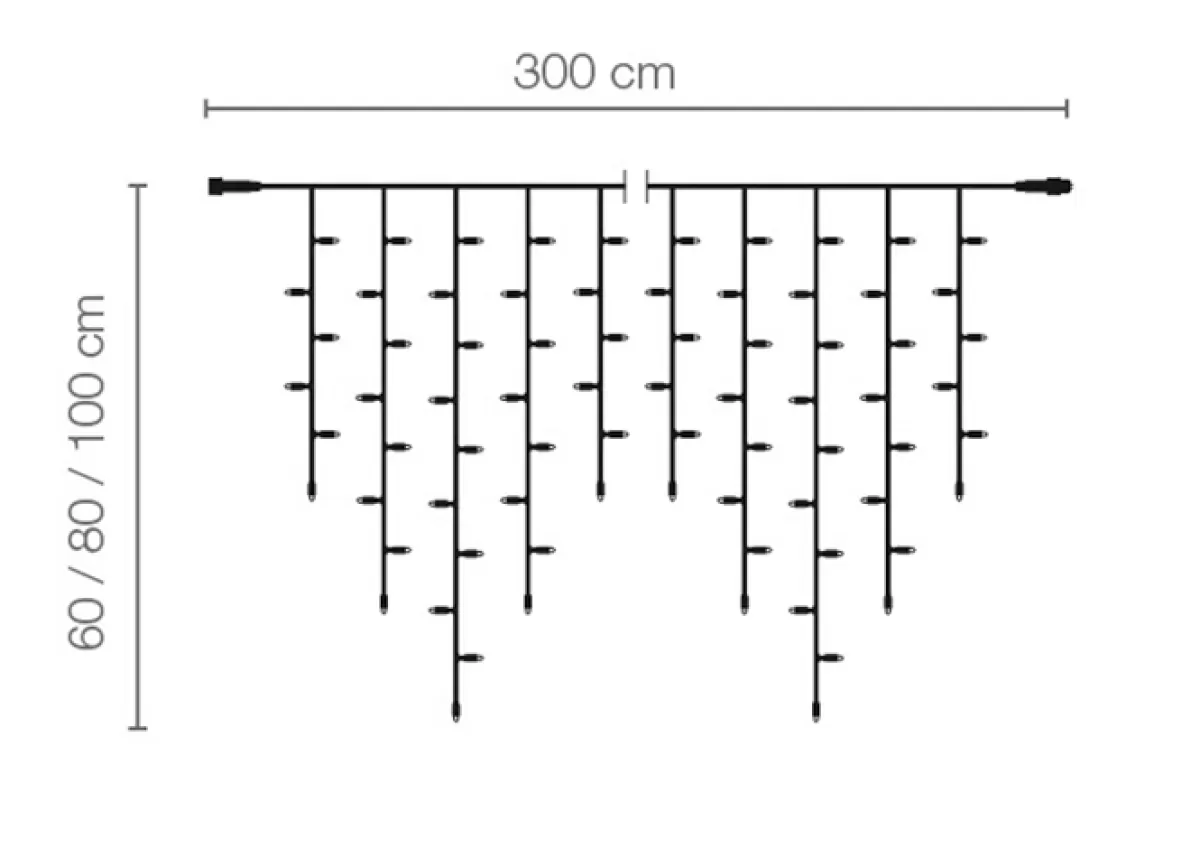 DecoWoerner Icicle-Light Professionnel à LED Système IP20, 228 LED, 300 X 100 Cm, Sans Cable