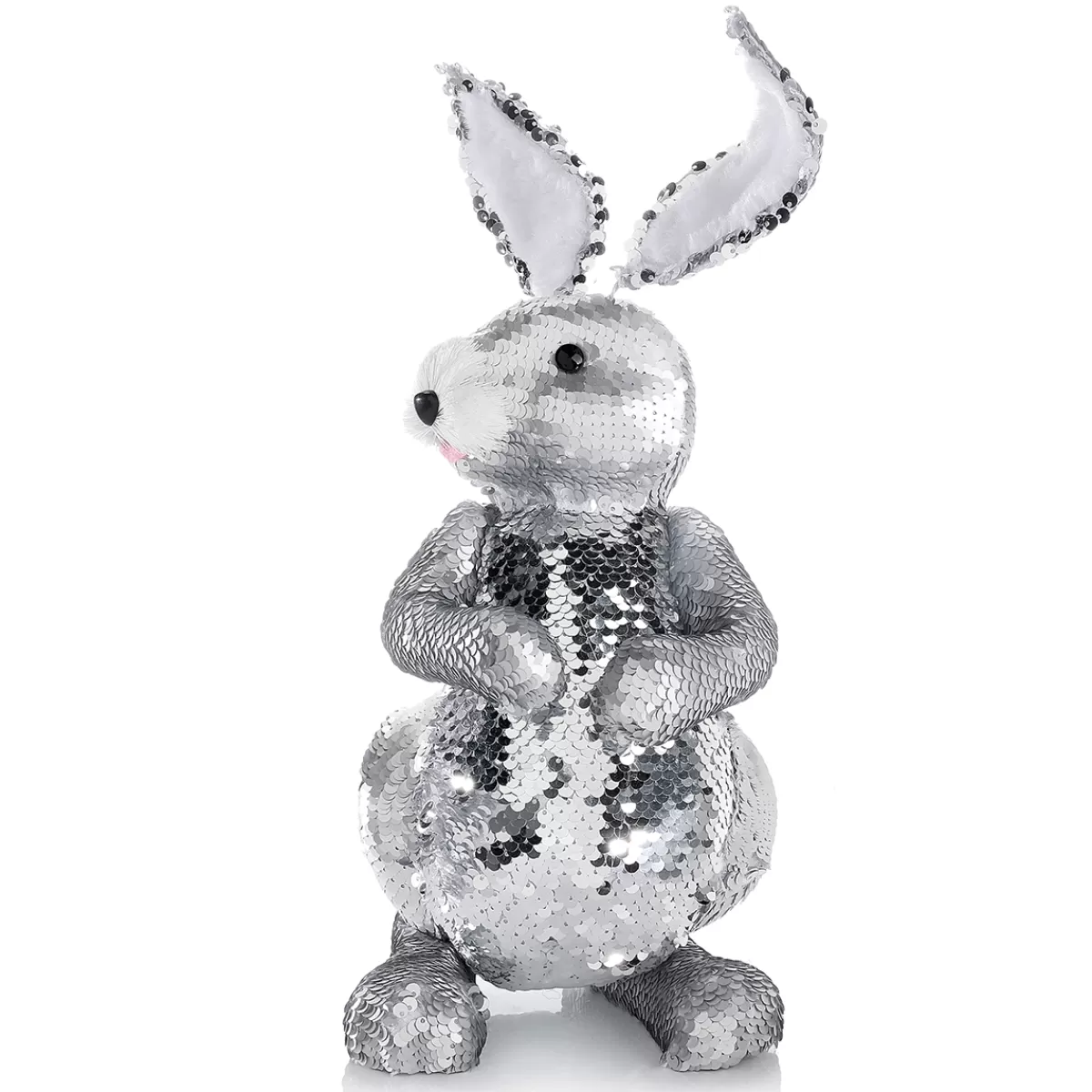 DecoWoerner Lapin De Pâques Décoratif Avec Paillettes ées, 35 Cm